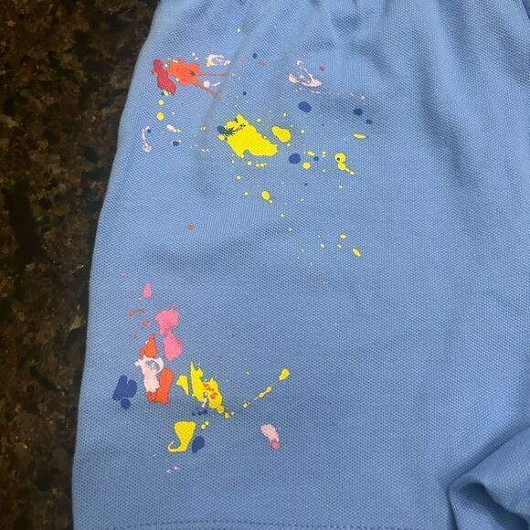 Polo Ralph Lauren Girls Blue Paint Splatter Shorts Casual Drawstring Size M - Picture 3 of 8